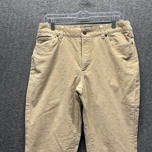 LL Bean Favorite Fit Corduroy Pants Women Size 12 Tan Straight Leg Casual